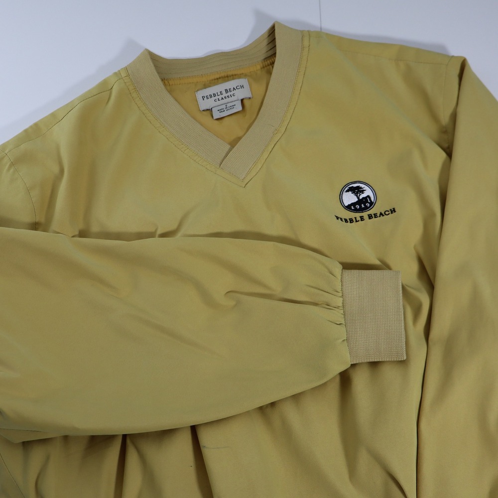 Pebble Beach Classic Mens V-Neck Golf Windshirt Yellow Size Small Pullover Logo